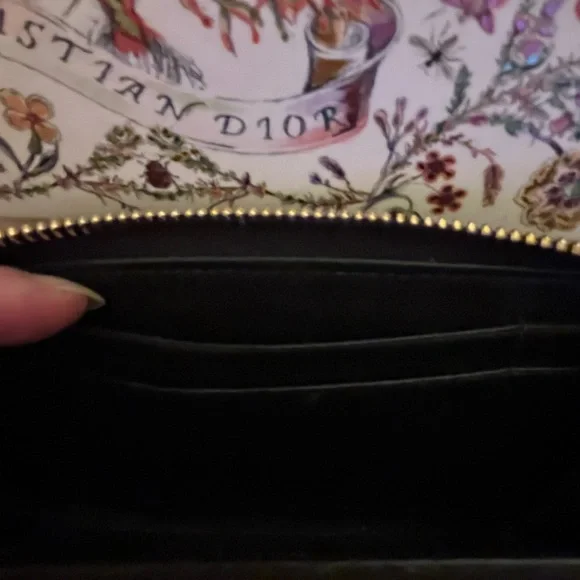 CHRISTIAN DIOR BLACK CALFSKIN PRINTED MULTICOLOR MILLEFIORI MOTIF WALLET - Picture 7 of 11